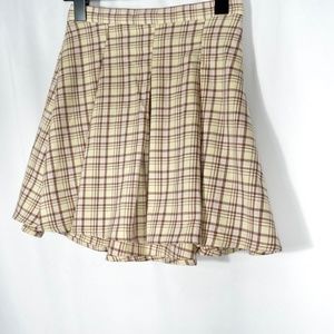 SO Goods for Life Yellow Brown Mini Pleated Skirt